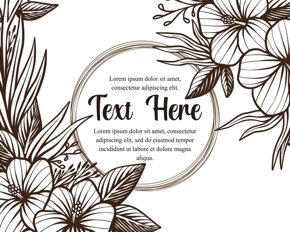 Hand drawing beautiful card template with composition of flowers floral frame illustration vector