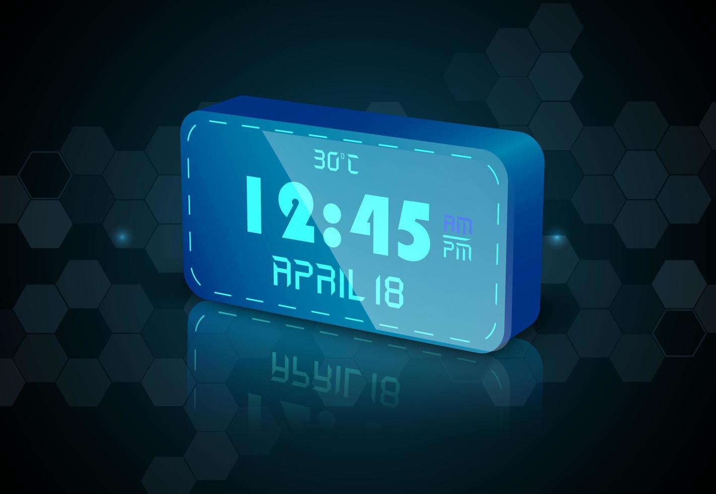 Blue digital Clock.Vector vector