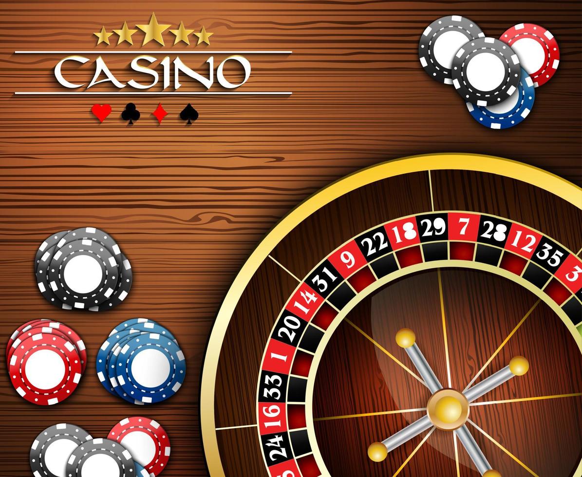 fichas de casino y rueda de ruleta.vector vector