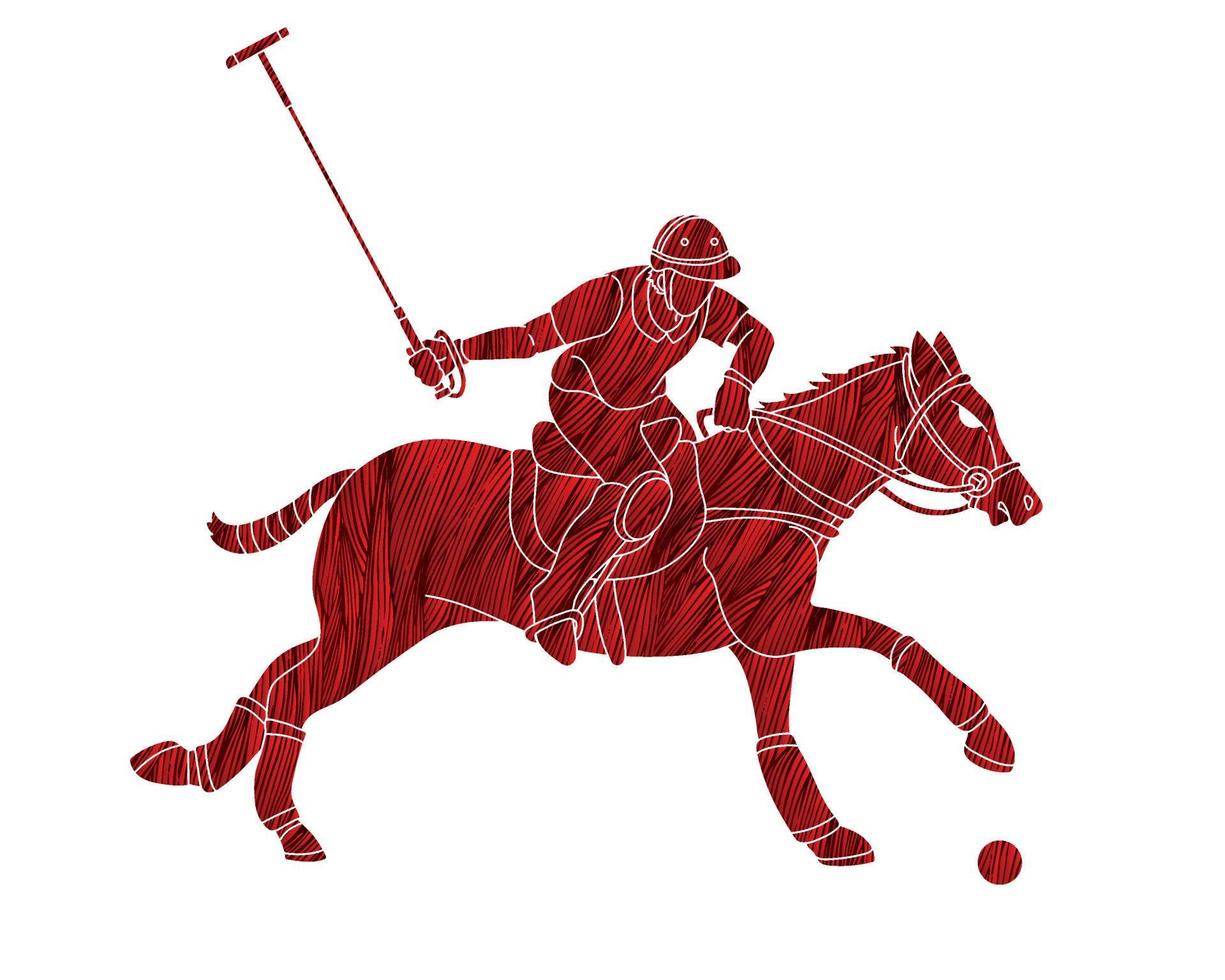 silueta polo caballo acción vector