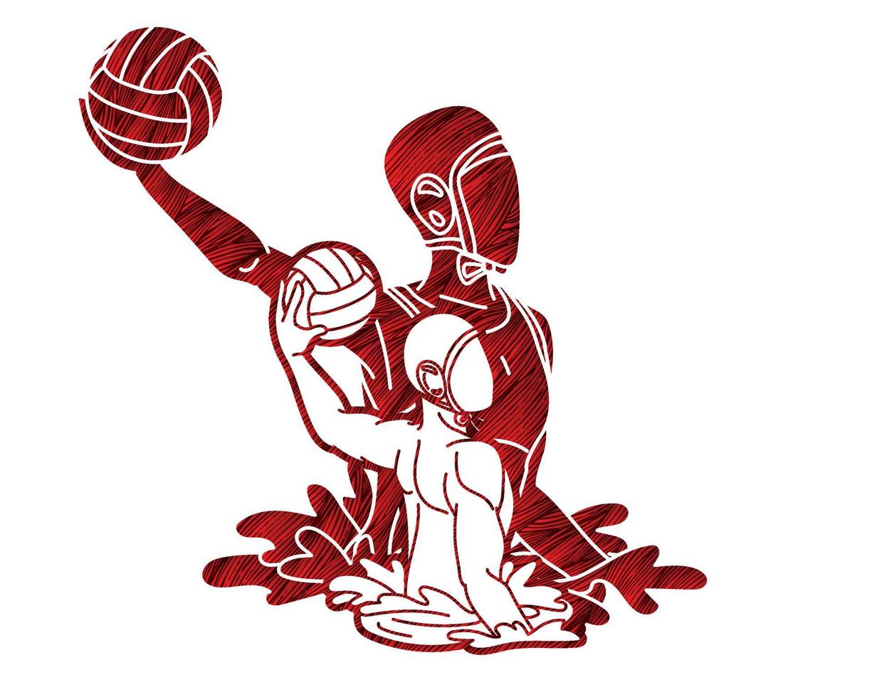 Silhouette Group of Polo Water Players Sport Action vector