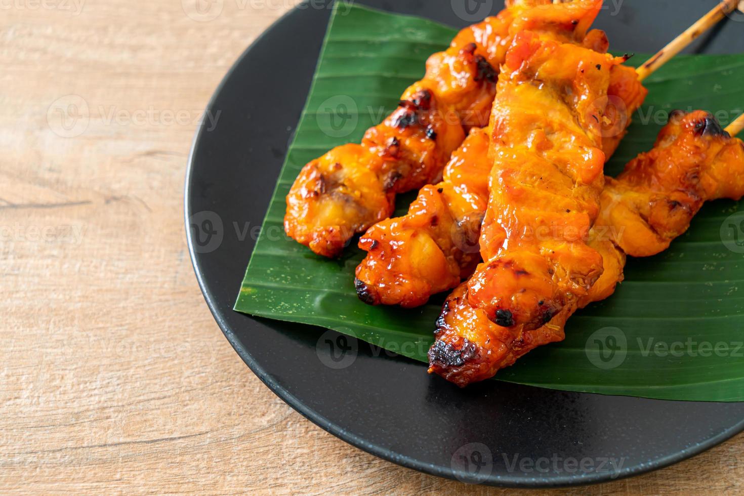 grilled chicken skewer in Asian style photo