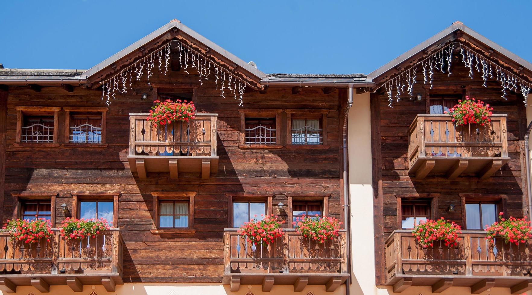 Livigno Italy 2014 Flowered balcony ornamental balconies photo