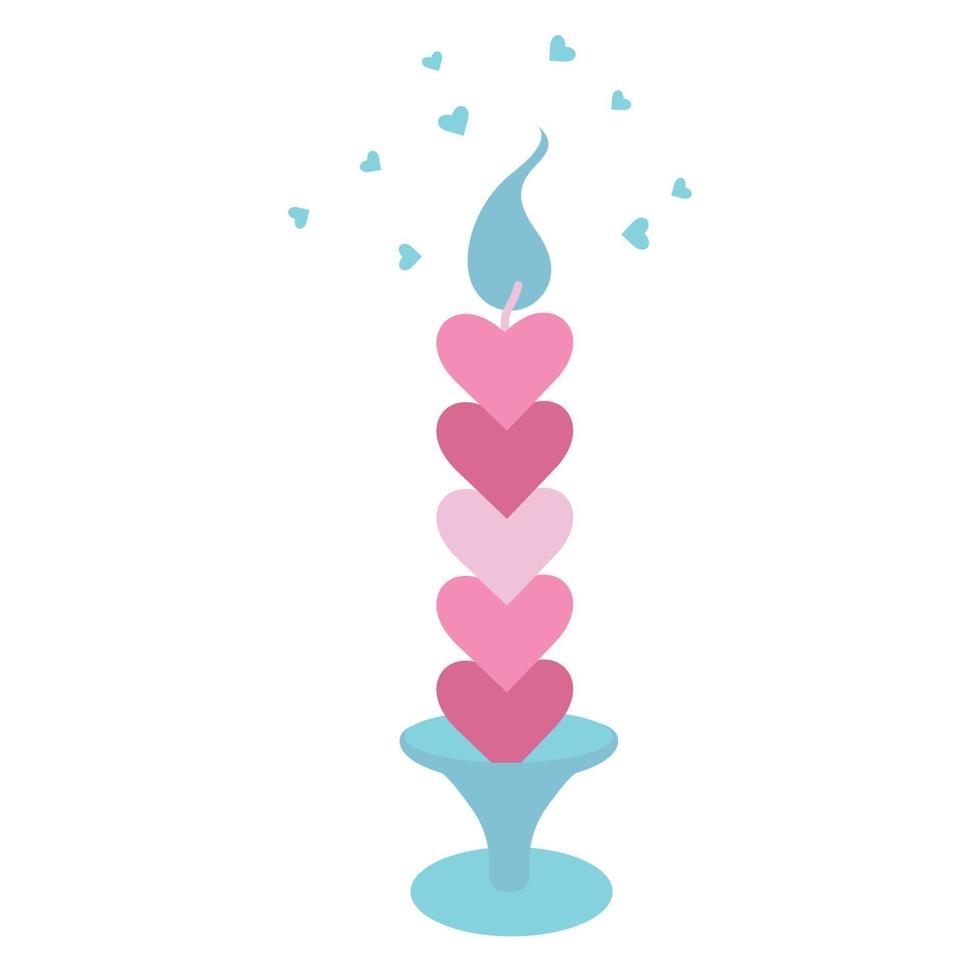Candle Hearts Blue Fire Concept Vector Design