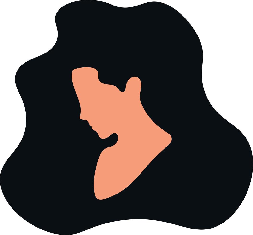 cabeza de una mujer con cabello oscuro avatar de una niña en redes sociales, salones de belleza. retrato femenino abstracto, vista lateral de la cara vector