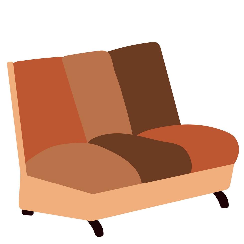 Brown Sofa White Background Retro Furniture vector