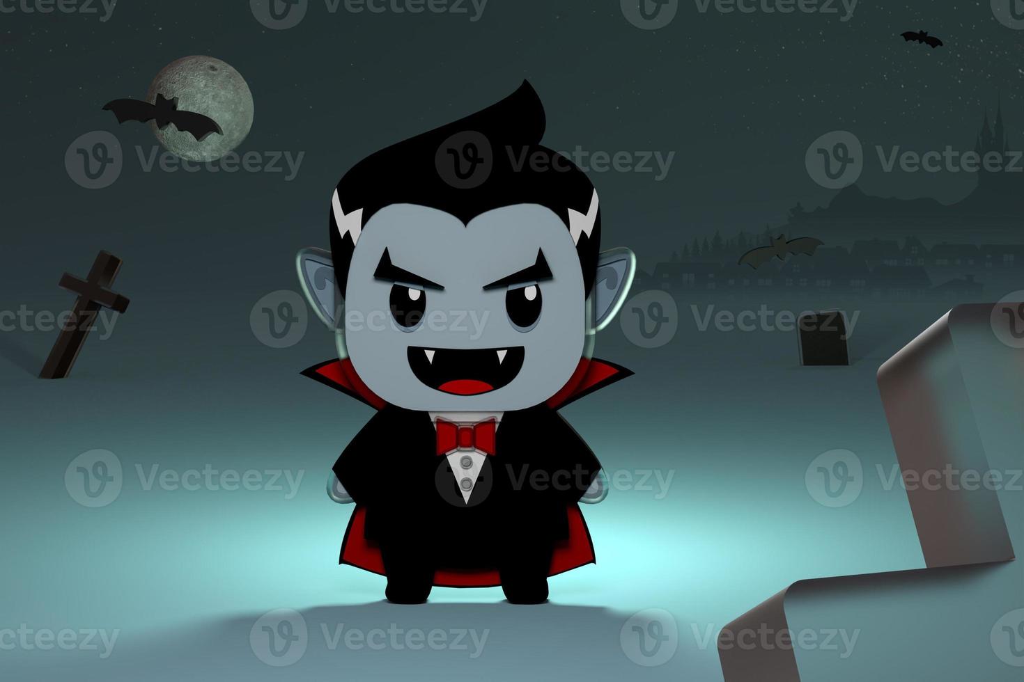3d illustration of cute baby vampire photo