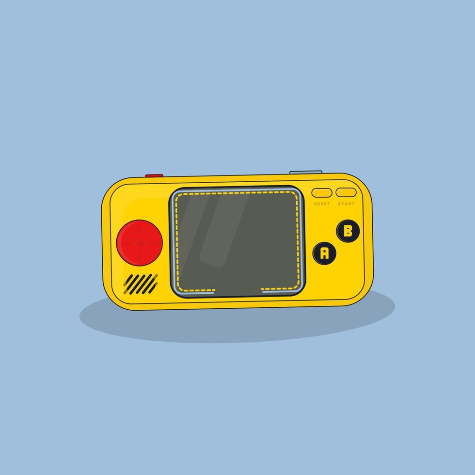 ilustración de televisor retro con espacio. consola de juegos portátil retro vector pac-man. dispositivos retro modernos para jugadores consolas de juegos vector de dibujos animados