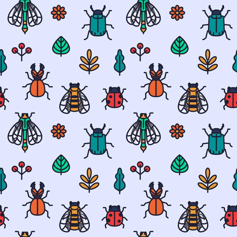 Bugs Insects Seamless Pattern vector