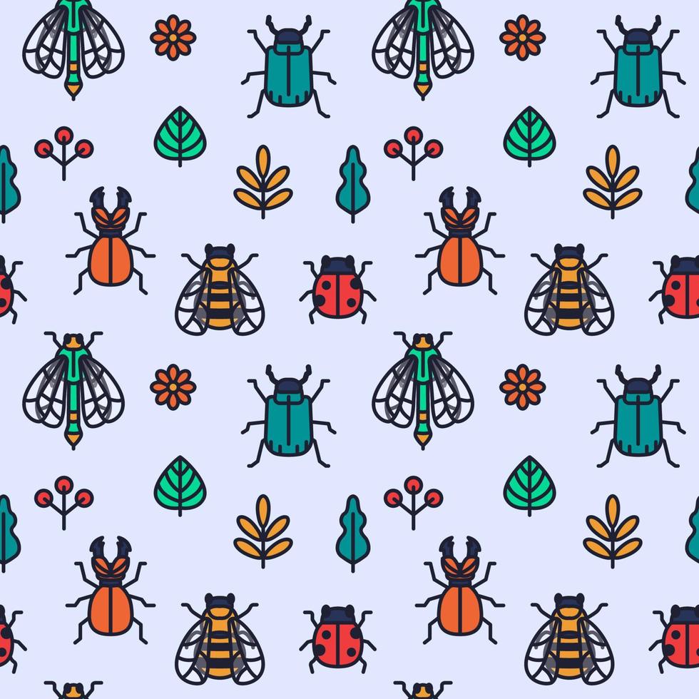 Bugs Insects Seamless Pattern vector