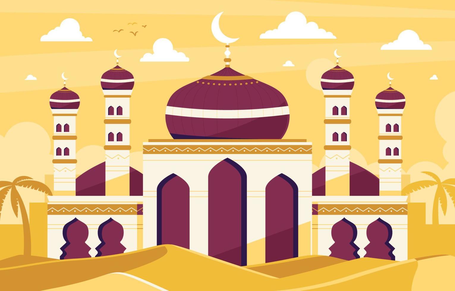 Mosque in the Desert Background vector
