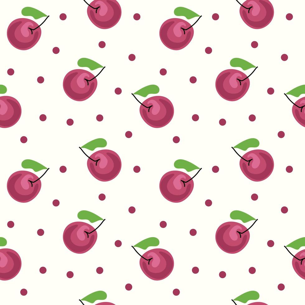 Cherries seamless pattern on a light background. Cherry. The vector is made in a flat style. Suitable for textiles and packaging.
