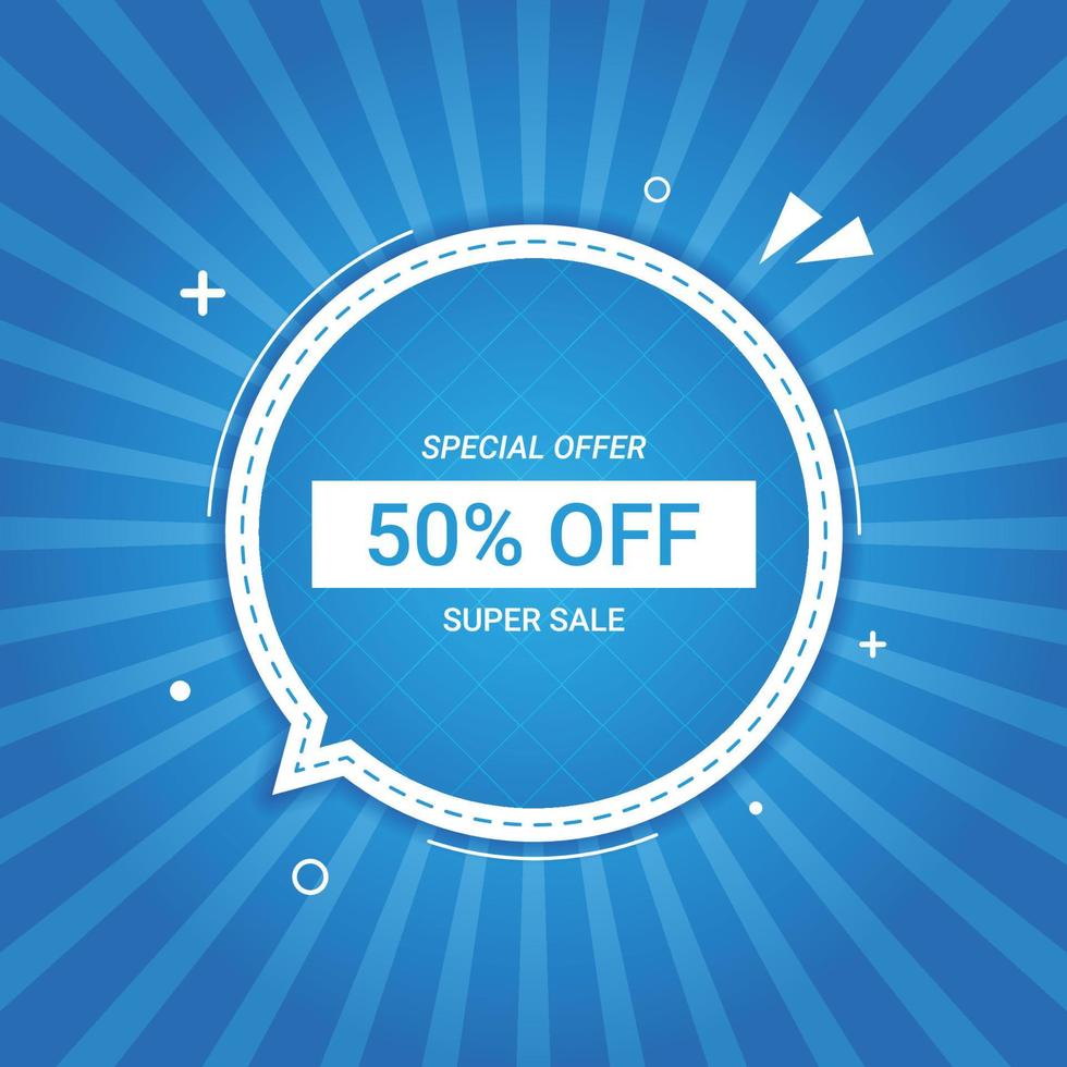 Super Sale 50 percent off banner template design. Super sale special offer promotion discount vector