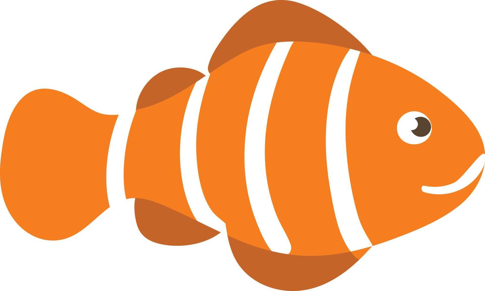 Smiling Orange white striped clownfish, anemonefish. Flat Isolated vector of cute clown fish