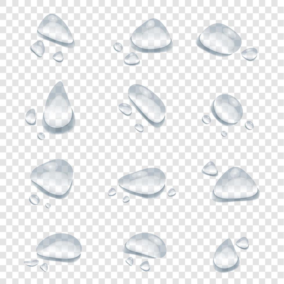 forma de vector de gotas de agua sobre fondo de transparencia