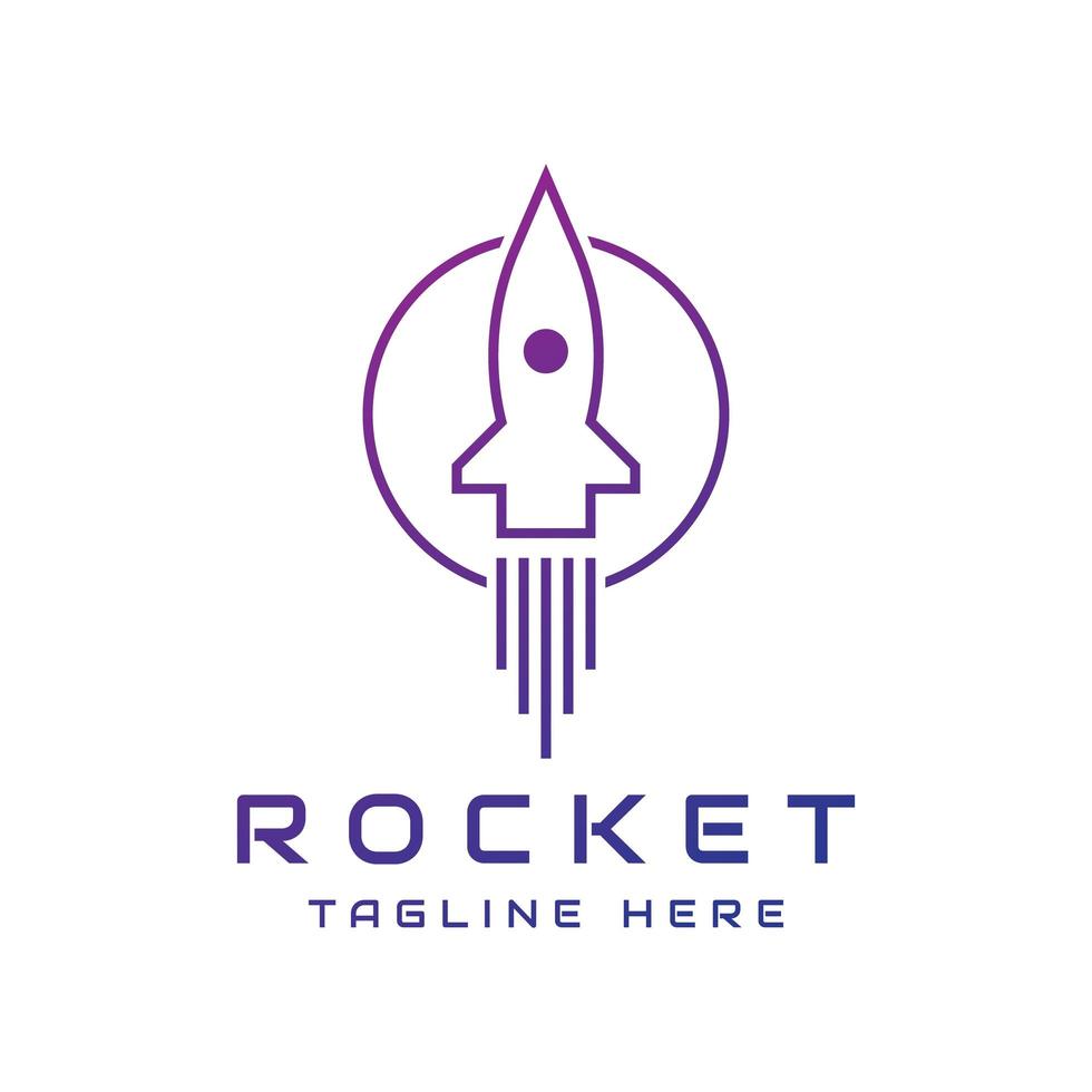 rocket in circle logo design vector