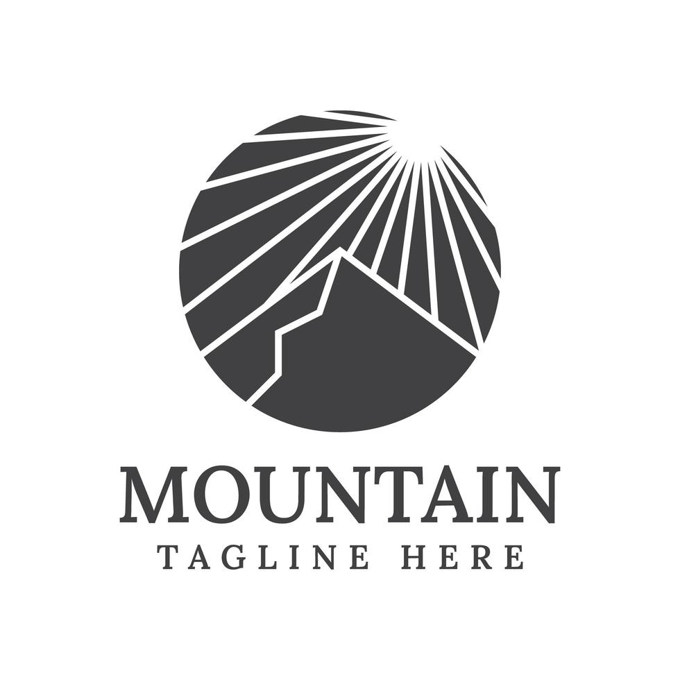 mountain with sun logo design vector