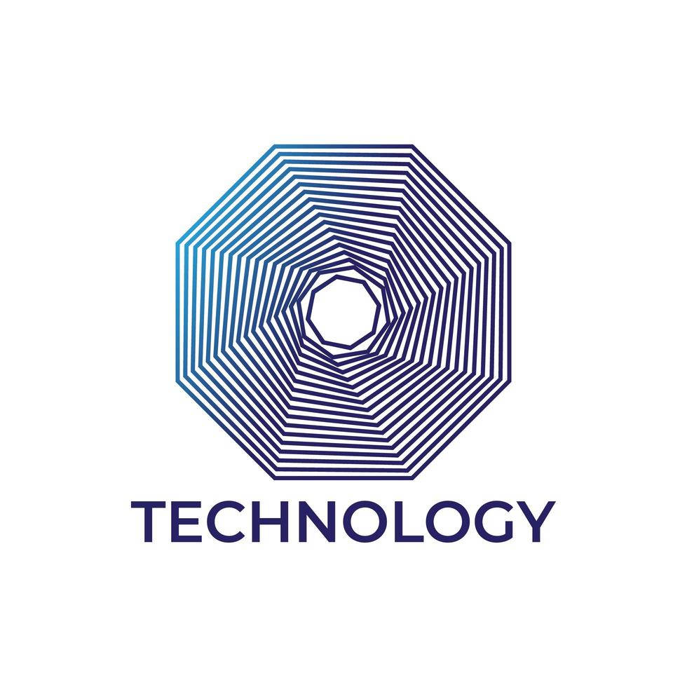 abstract octagon blend tech logo vector