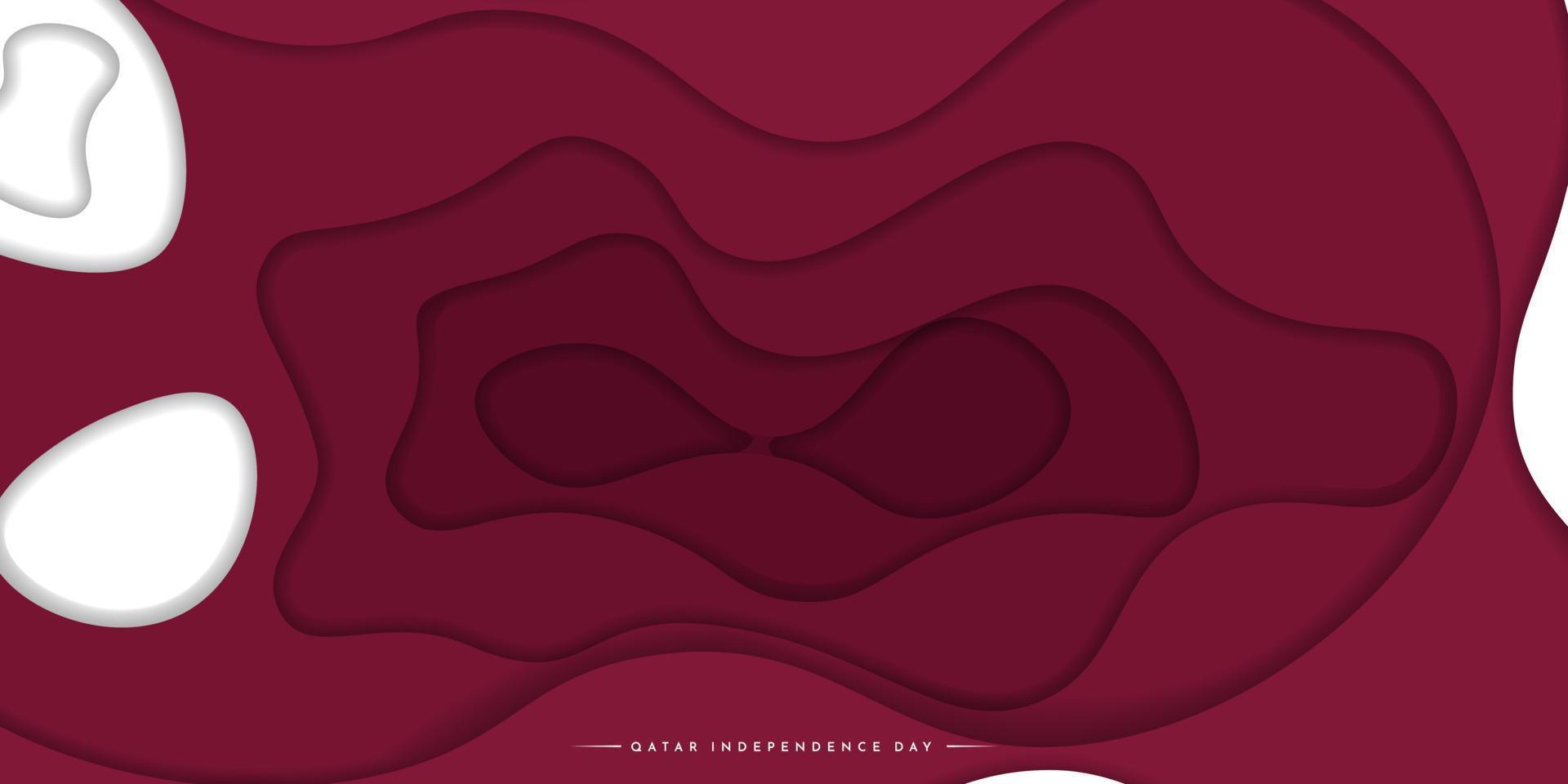 Maroon paper cut background design. Qatar independence day template design. vector