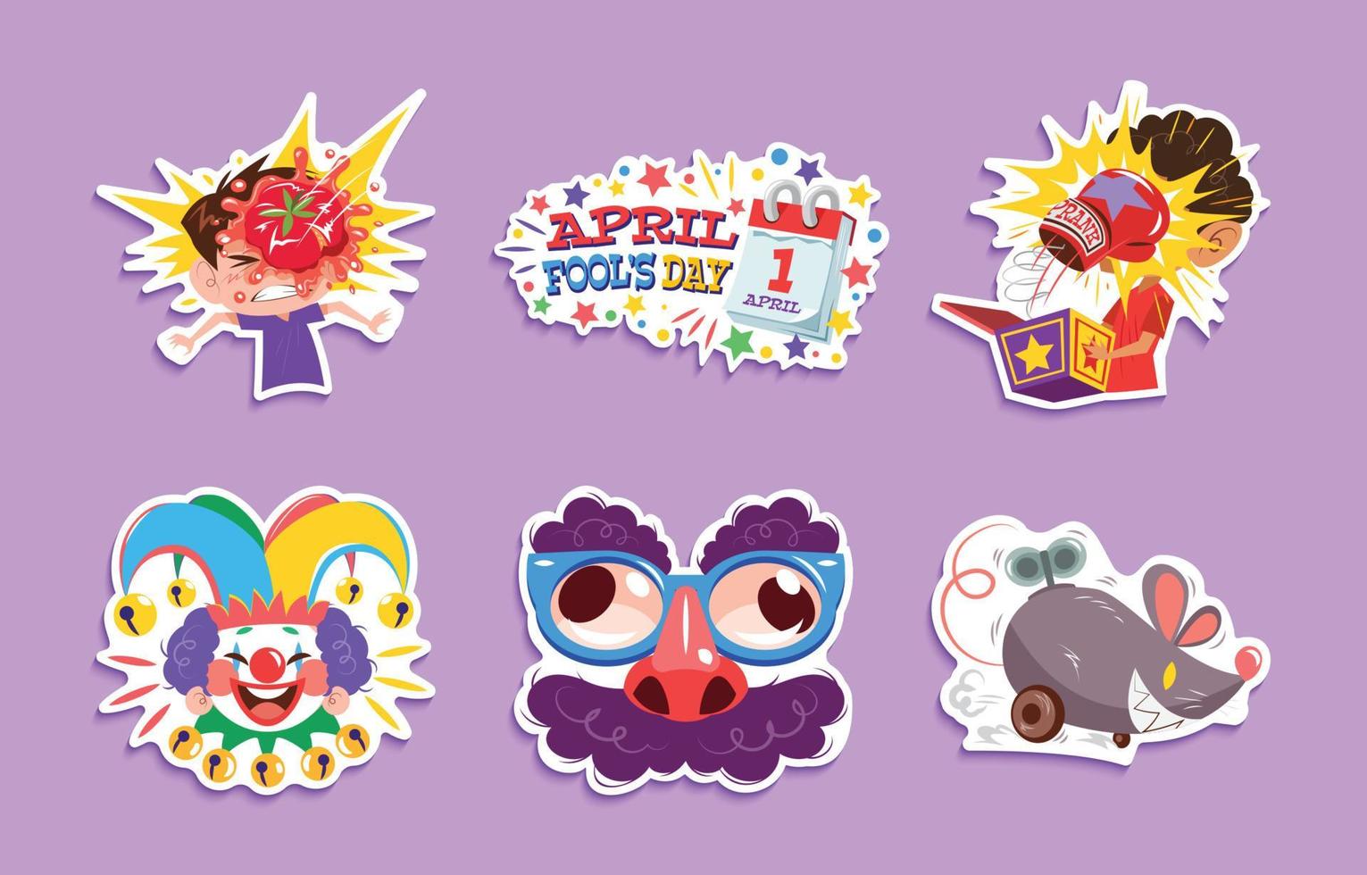 April Fool's Day Stickers Set vector