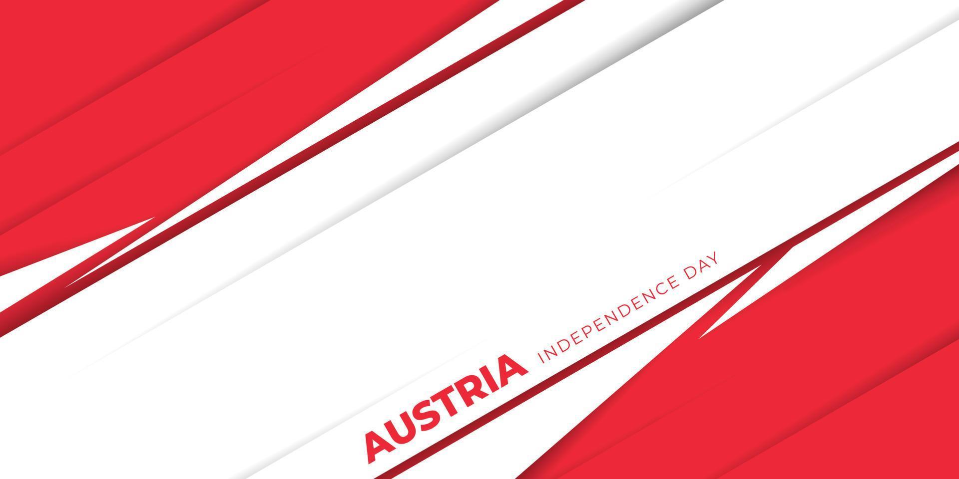 Red and white geometric abstract background with Austria Independence day text design. vector