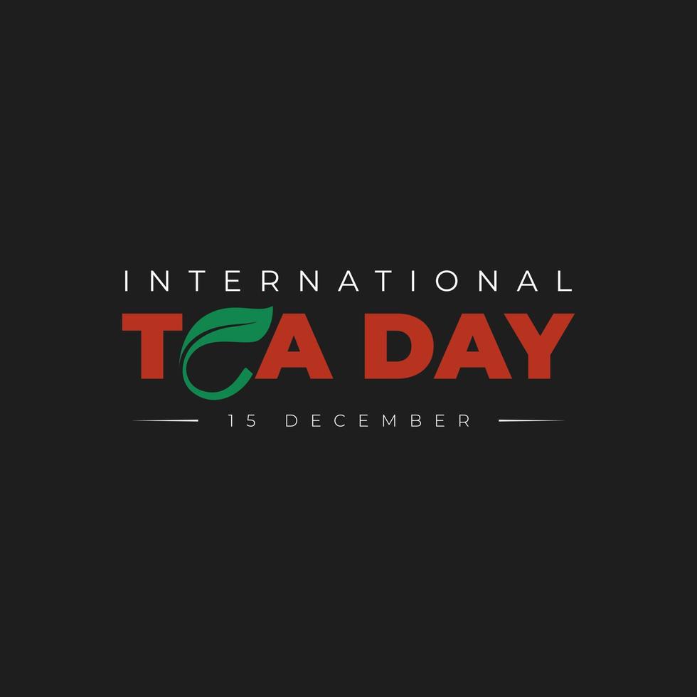 Typography design of International Tea with tea leaf. vector