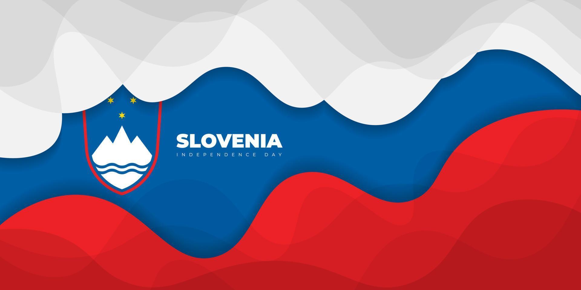 Wavy white, blue, and red background design. Slovenia Independence day template design. vector