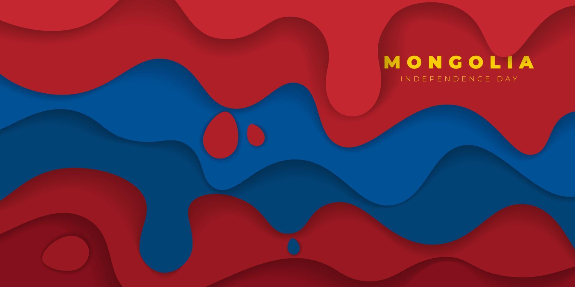 Red and blue paper cut background design. Mongolia independence day