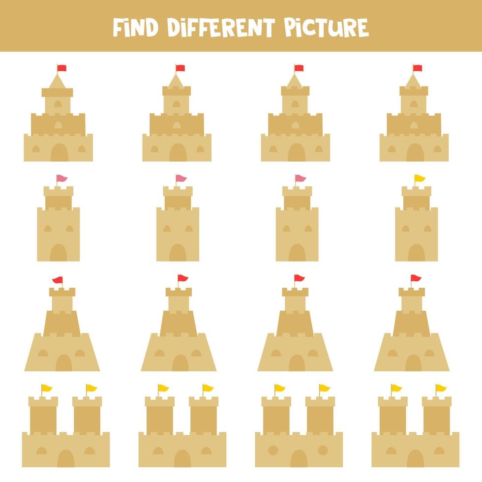 Find picture which is different from others. Worksheet for kids. vector