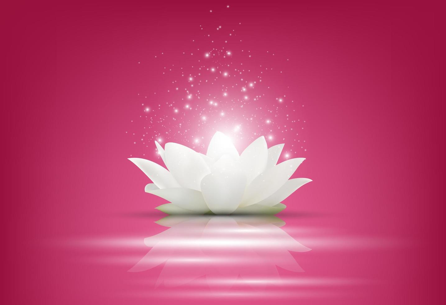flor de loto blanco mágico sobre fondo rosa.vector vector