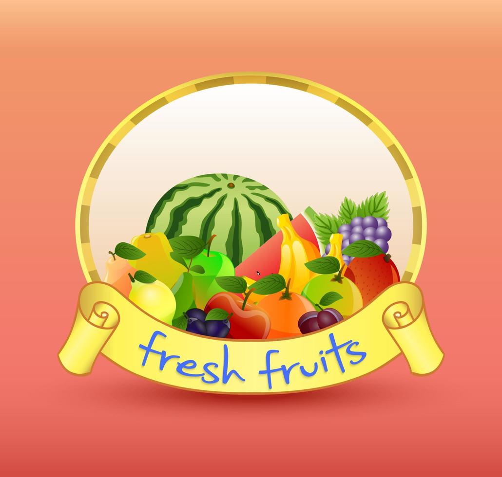 Label with fruits vector