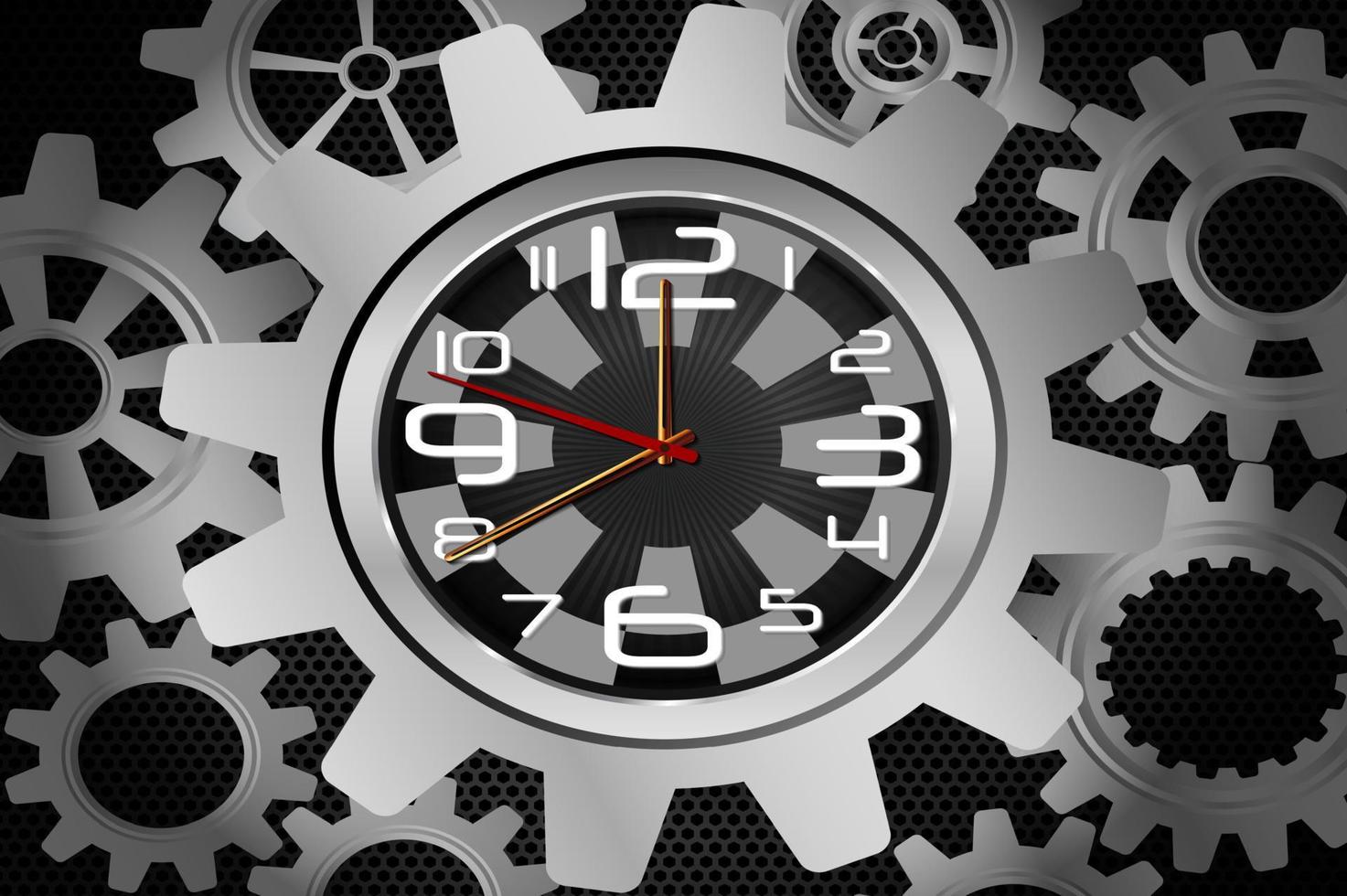 reloj en forma de engranaje sobre fondo negro.vector vector