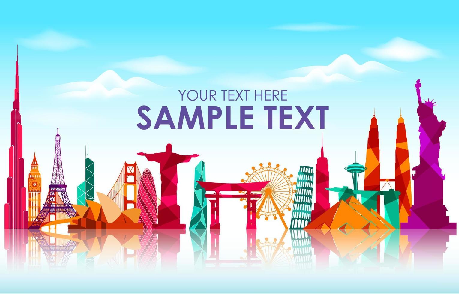 Travel and tourism on skyline background.Vector vector