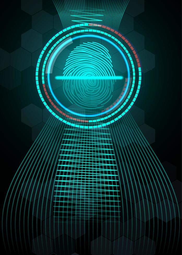 Fingerprint with concept abstract technology background vector