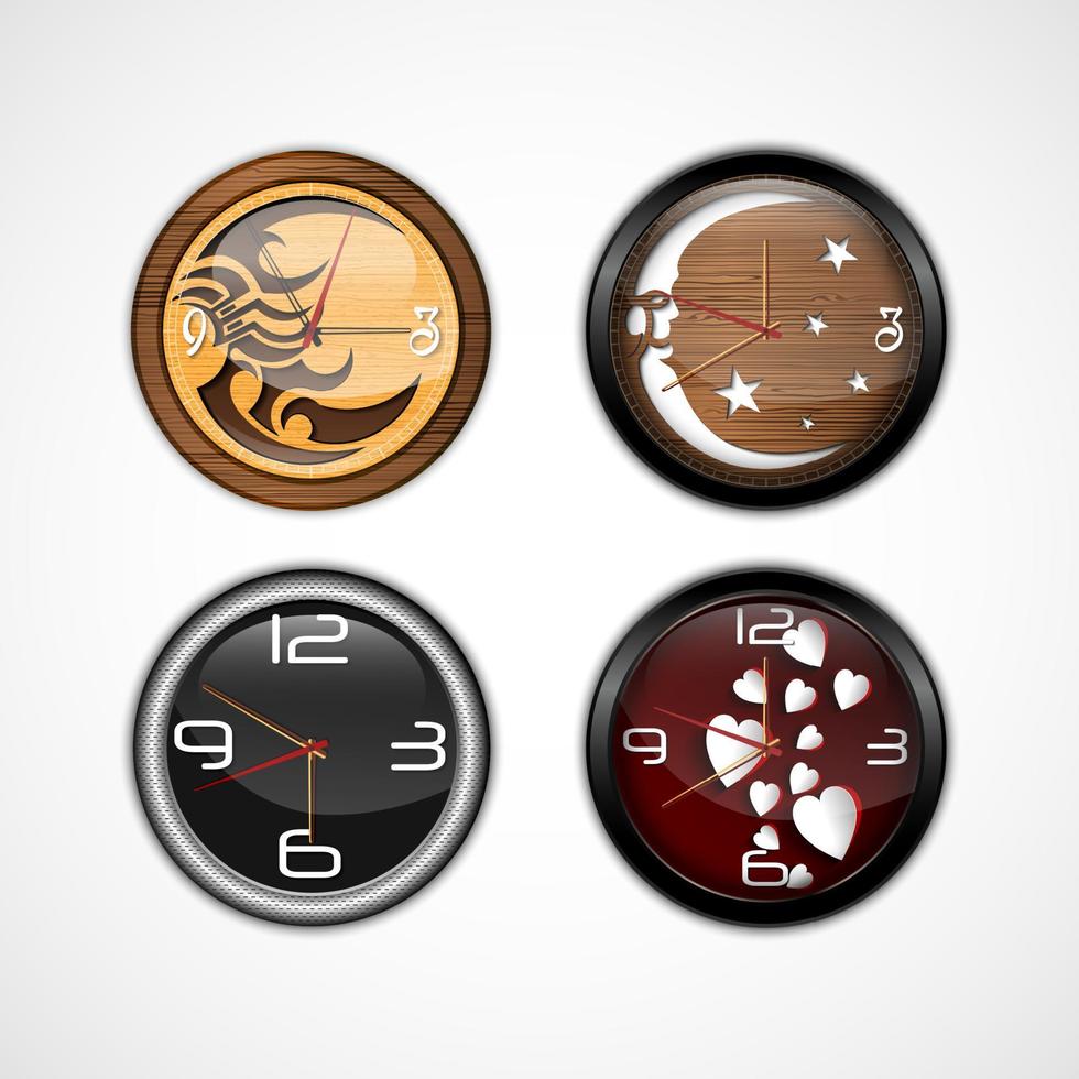 Wall clock analog with different background isolated vector