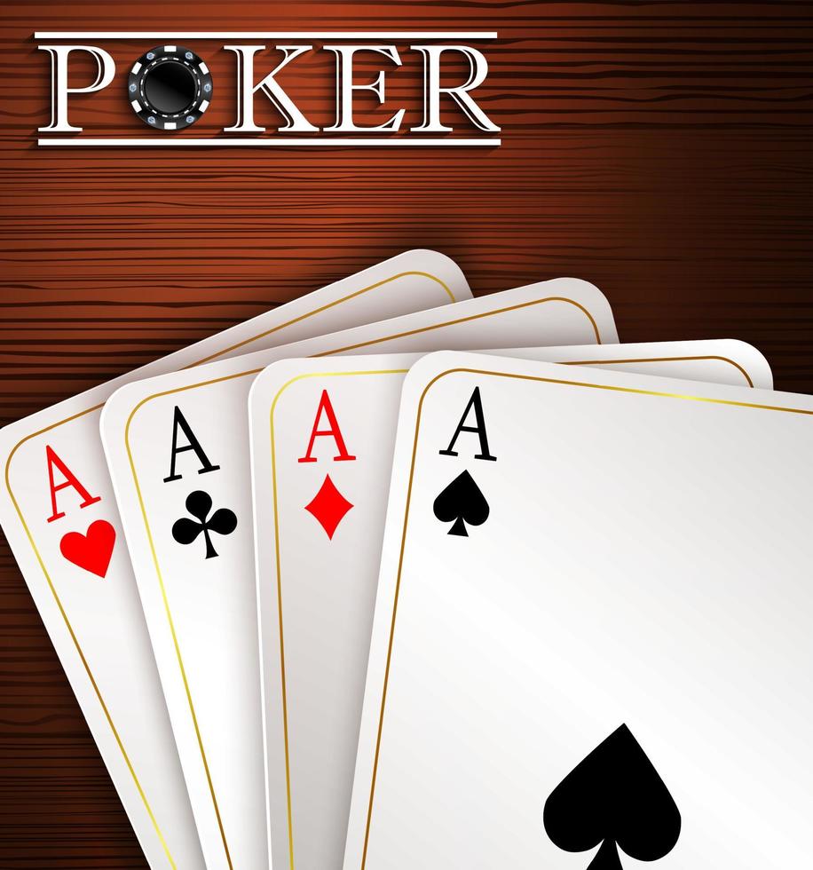 Playing cards on wooden background vector