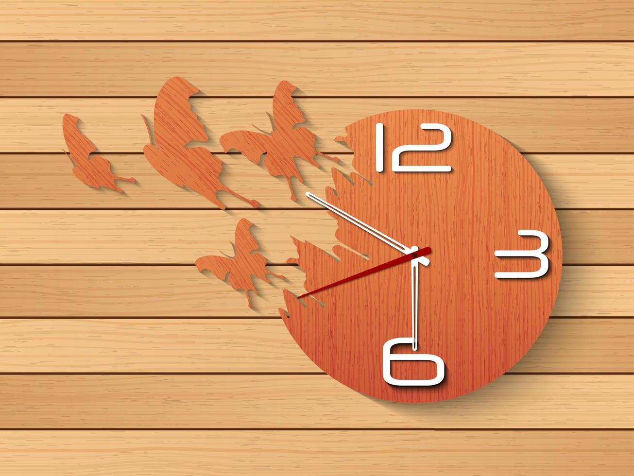 Wall clock with flying butterfly vector