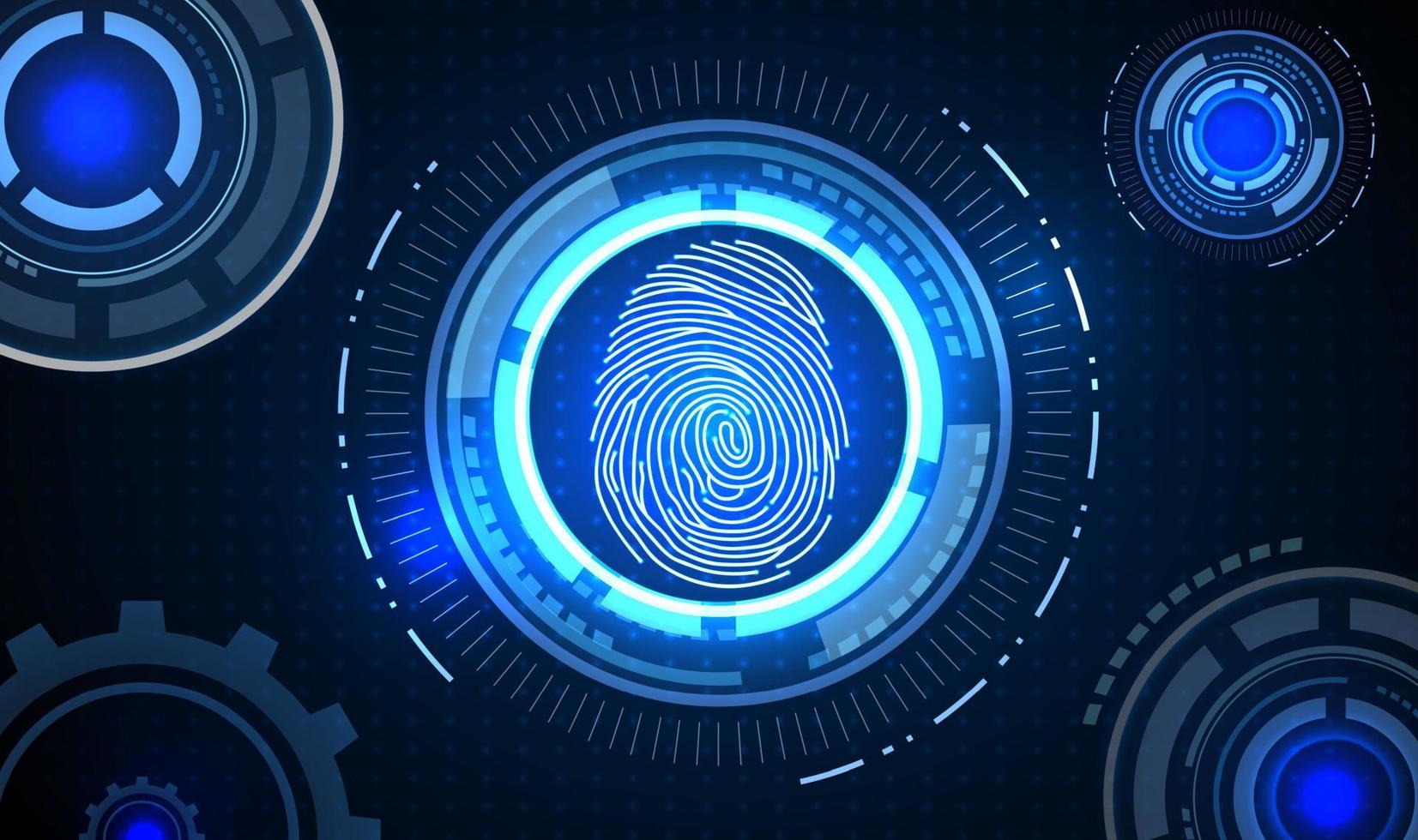 Fingerprint with concept blue abstract technology background vector