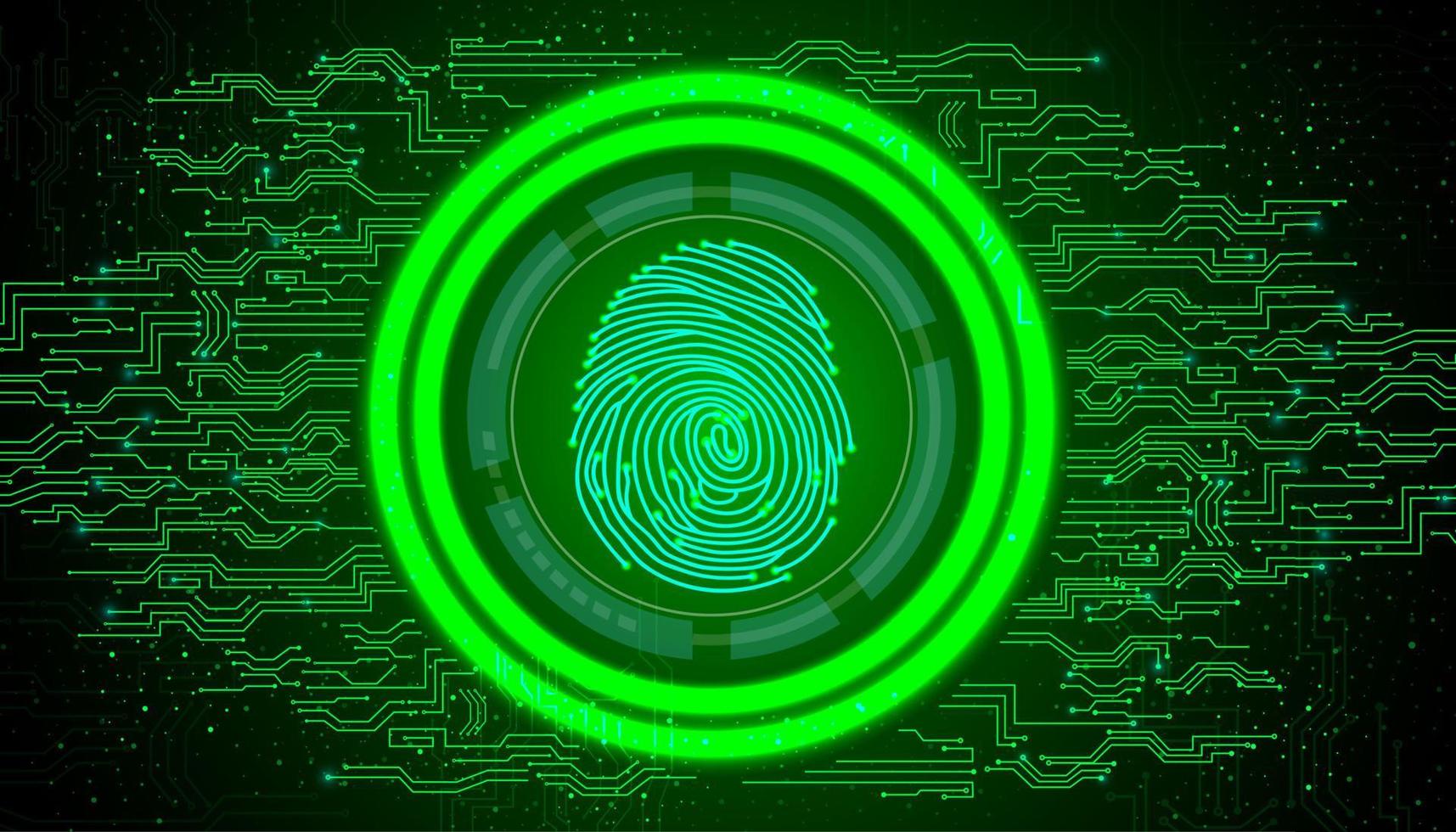 Fingerprint with concept green abstract technology background vector