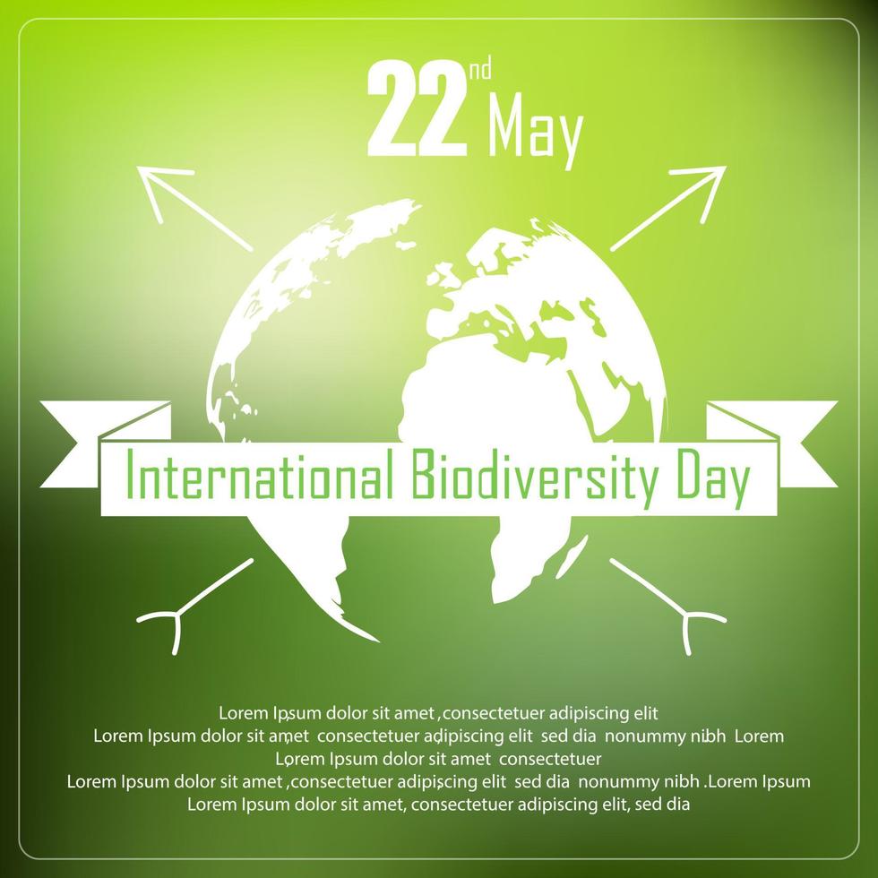 fondo del día internacional de la biodiversidad con tierra y cinta en forma de tipografía vector