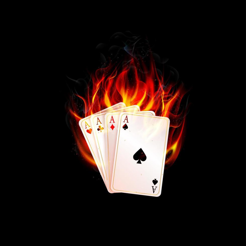 Aces in fire on a black background.Vector vector