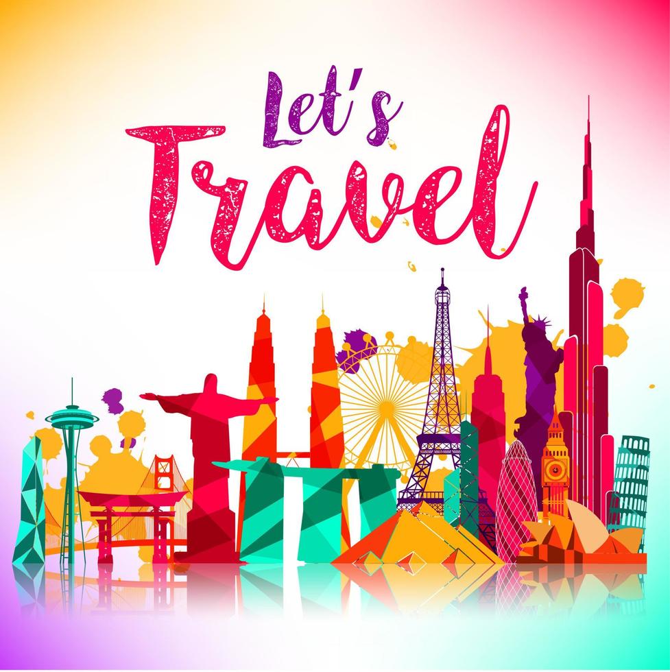 Travel and tourism of silhouettes icons background.Vector vector