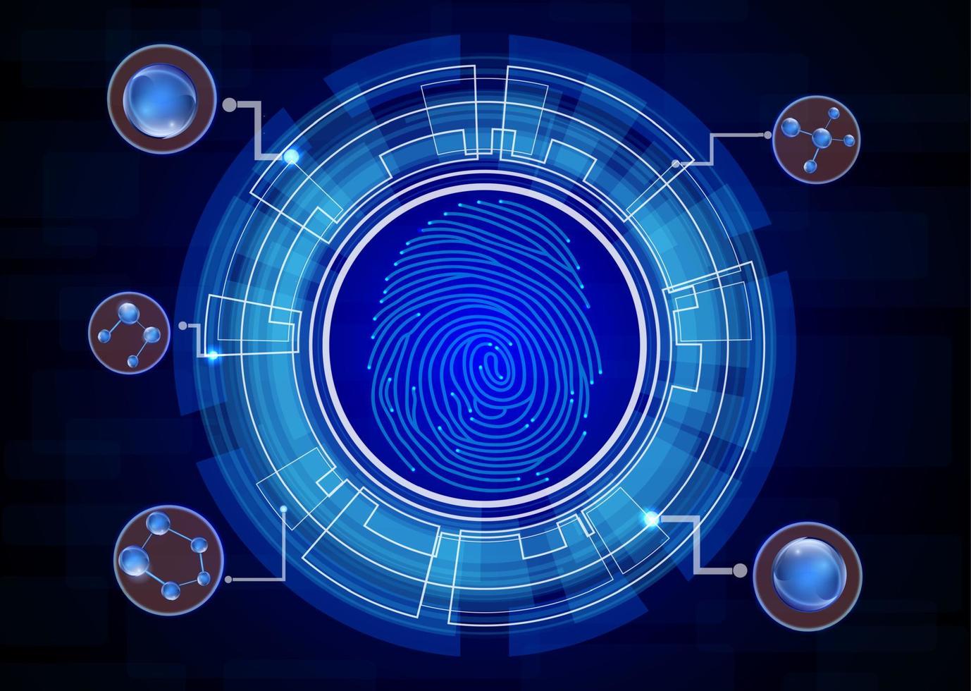 Fingerprint with concept blue abstract technology background vector