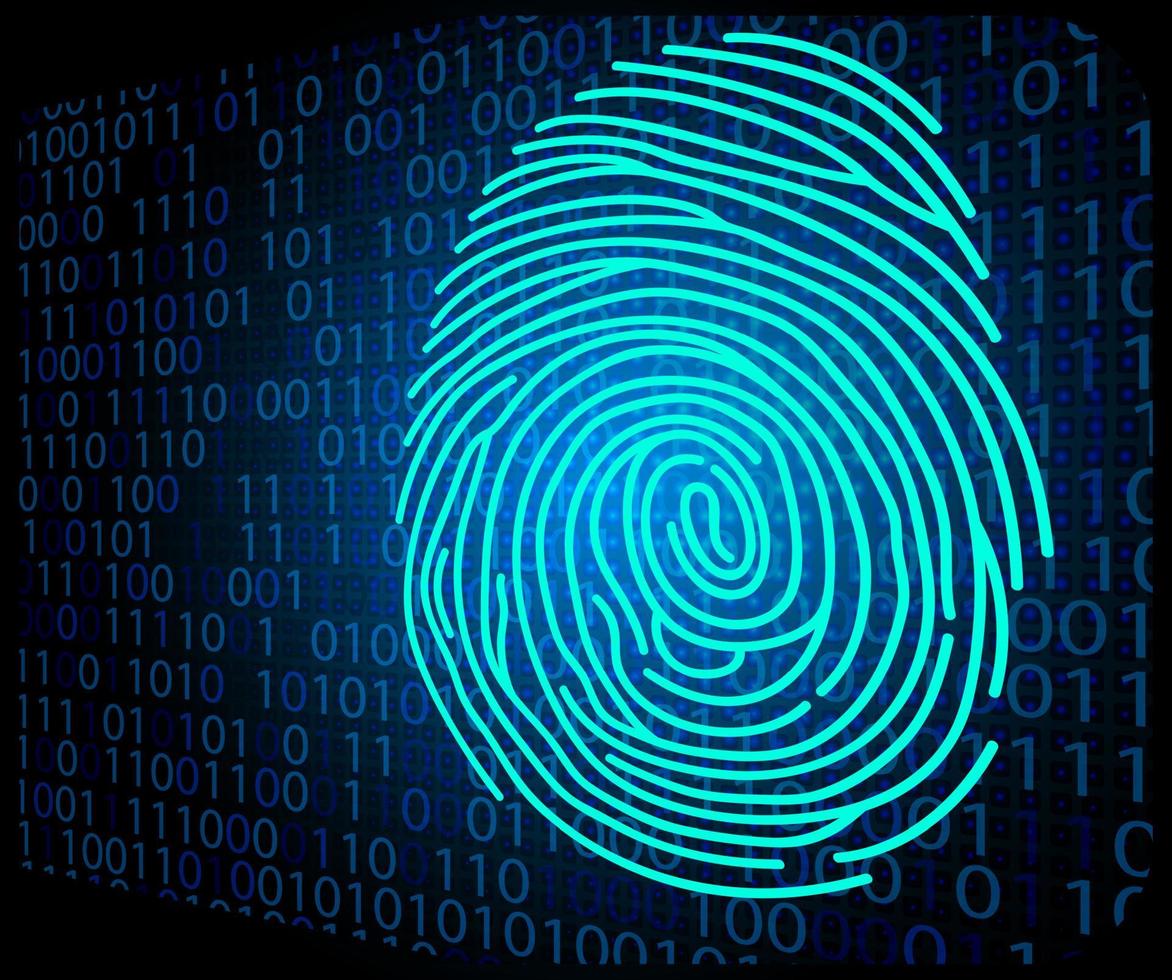 Fingerprint scanning technology background binary code vector