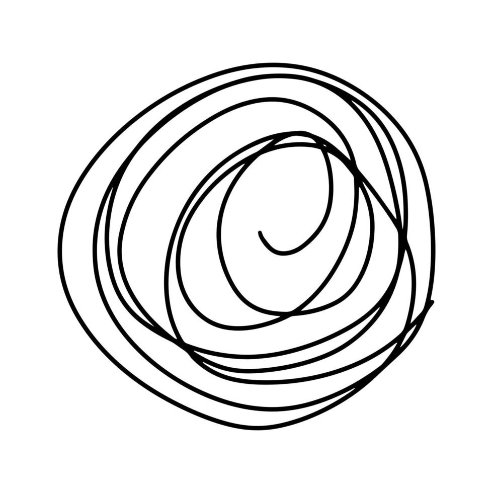 doodle chaos hand drawn. Black hand drawn line abstract scribble shape. Vector doodle set ellipses, tangles, lines, circles. Grunge round scribble circle. Thread clew knot isolated