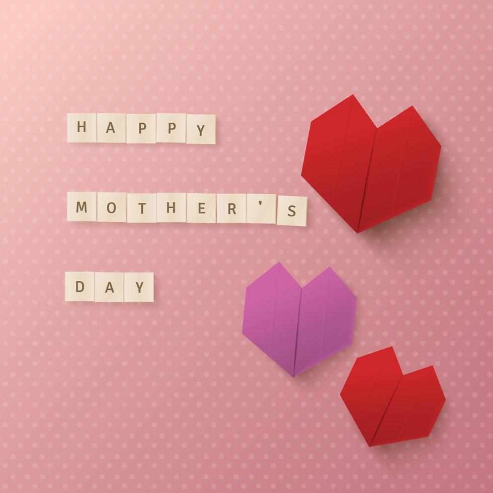 Happy mother's day. origami style in paper cut and craft style. vector