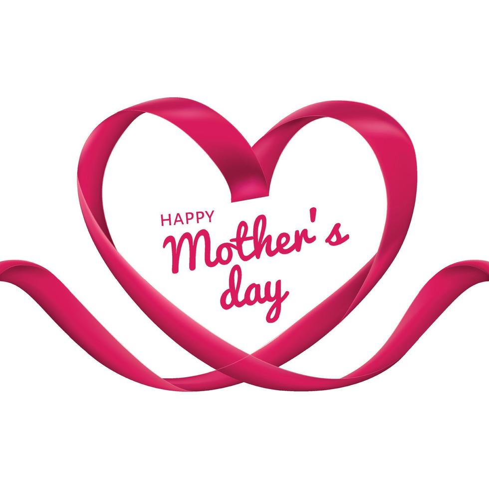 Mothers day greeting card with pink heart. Paint brush stroke in the shape of heart. Vector illustration with Love symbol.