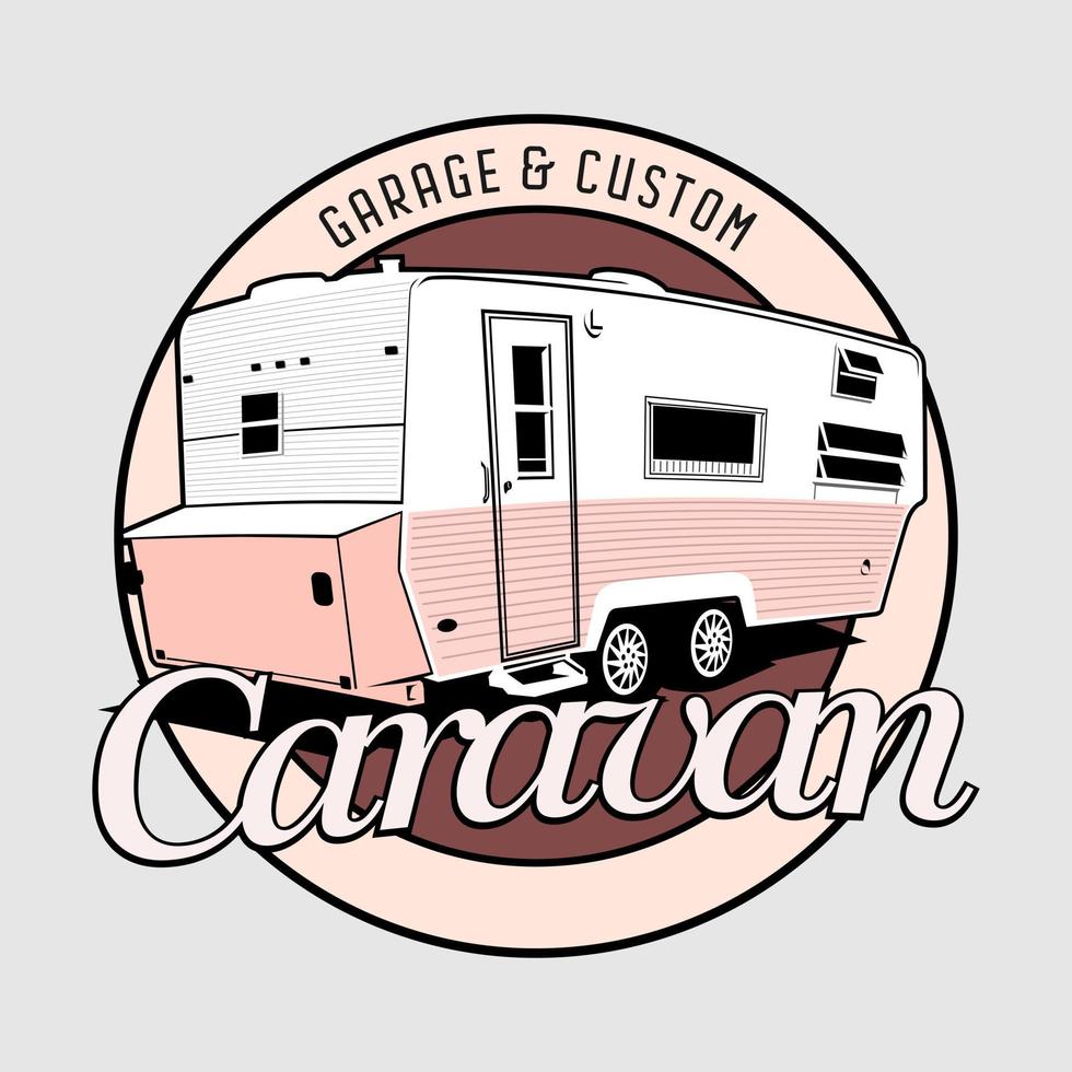 truck and trailer caravan logo design vector