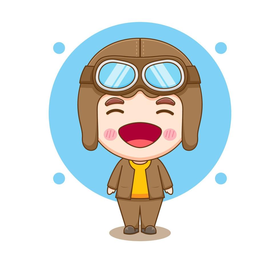 Cute little boy in pilot costume cartoon illustration vector