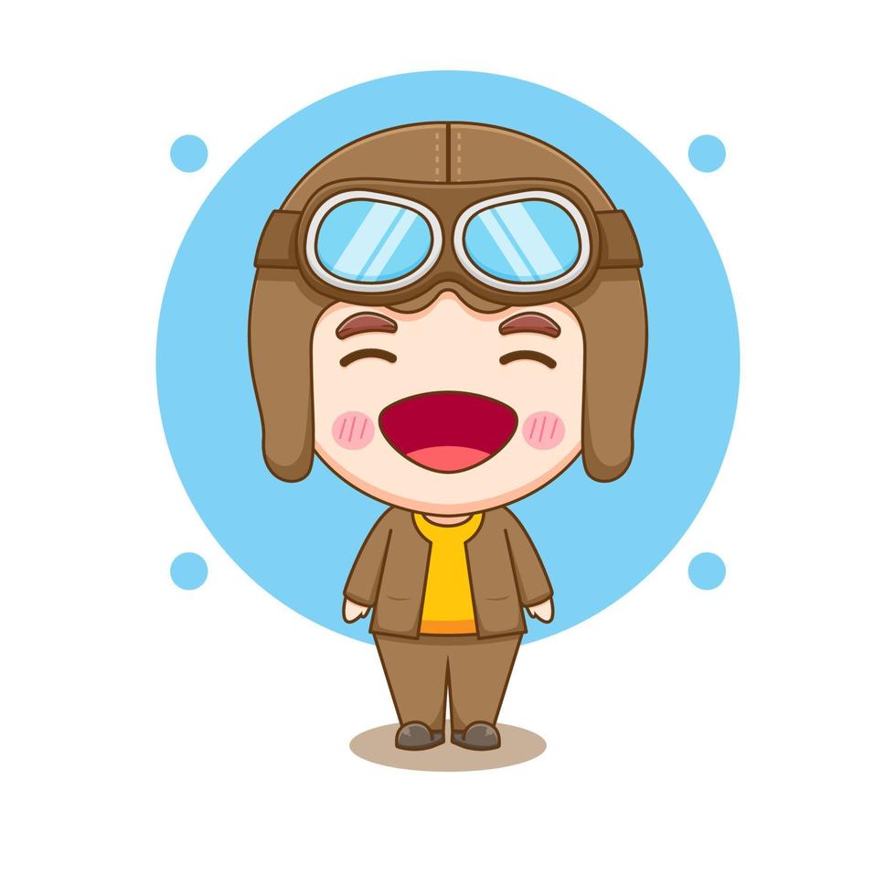 Cute little boy in pilot costume cartoon illustration vector